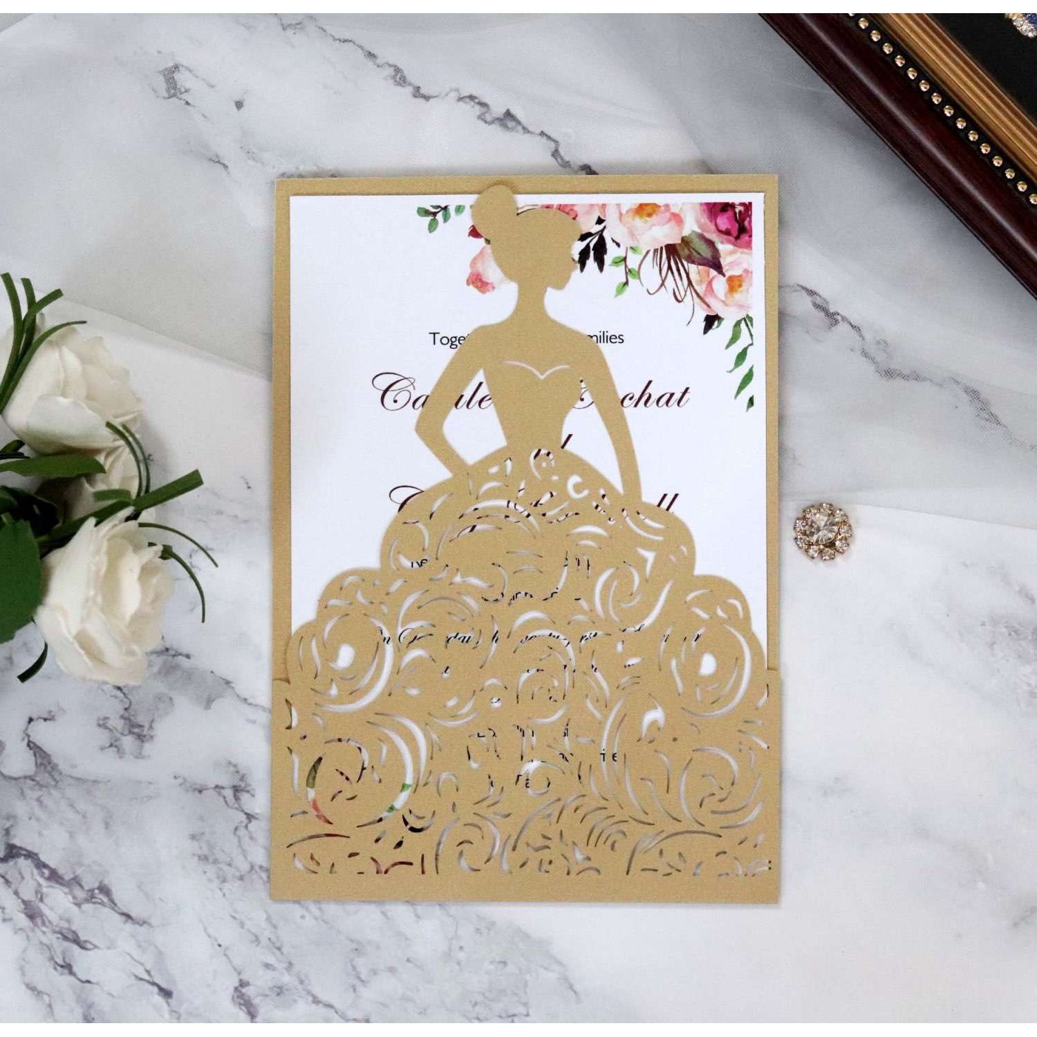 Greeting Card Marriage Invitation With Envelope Wedding Card Design Laser Cut 